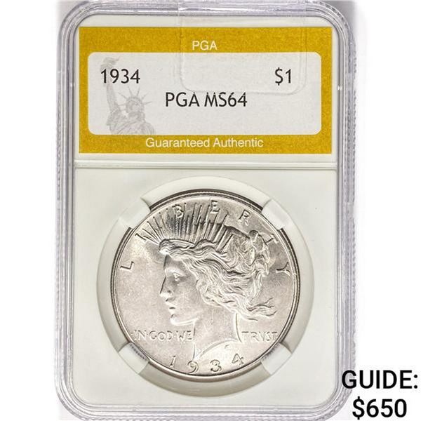 1934 Silver Peace Dollar PGA MS64