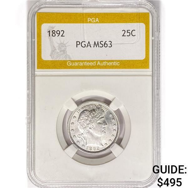 1892 Barber Quarter PGA MS63
