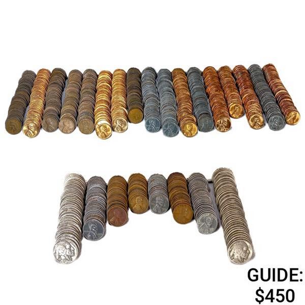 1919-1963 Varied Rolls of U.S. Coins (1,059 Coins)