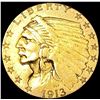 Image 1 : 1913 $2.50 Gold Quarter Eagle CLOSELY UNCIRCULATED