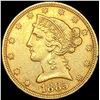 Image 1 : 1885 $5 Gold Half Eagle CLOSELY UNCIRCULATED