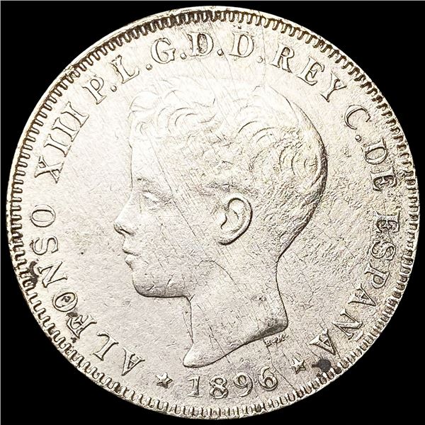 1896 Puetro Rico Silver 40 Centavos UNCIRCULATED