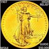Image 1 : 1907 HIGH RELIEF $20 Gold Double Eagle CHOICE BU