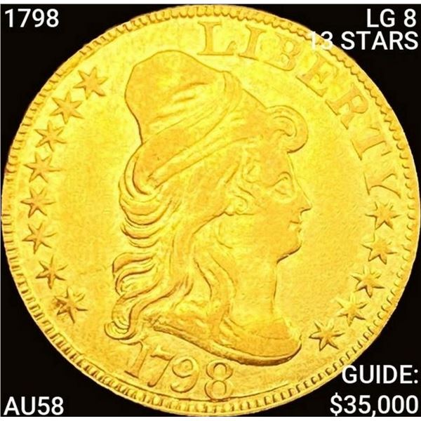 1798 LG 8 13 STARS $10 Gold Eagle CHOICE AU