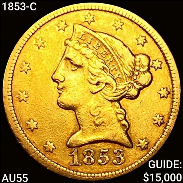 1853-C $5 Gold Half Eagle CLOSELY UNCIRCULATED