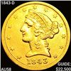 Image 1 : 1843-D $5 Gold Half Eagle CHOICE AU