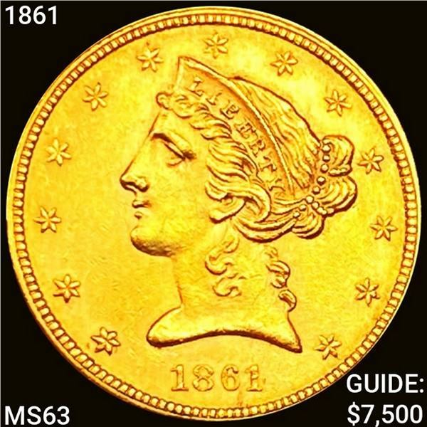 1861 $5 Gold Half Eagle UNCIRCULATED