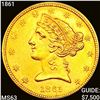 Image 1 : 1861 $5 Gold Half Eagle UNCIRCULATED
