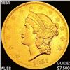 Image 1 : 1851 $20 Gold Double Eagle CHOICE AU