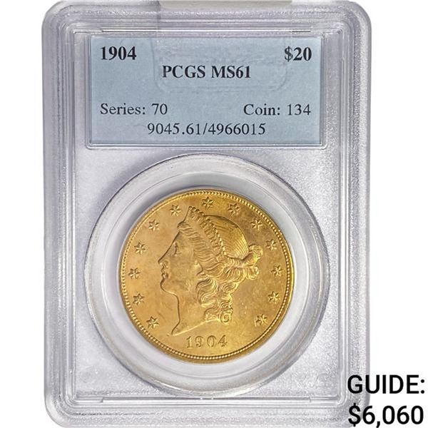 1904 $20 Gold Double Eagle PCGS MS61