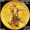 Image 1 : 1907 High Relief Wire Rim $20 Gold Double Eagle CH