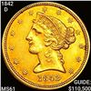 Image 1 : 1842-D Small Date $5 Gold Half Eagle UNCIRCULATED