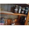 Image 2 : WOODEN SHELF C/W ASSORTED CANNED GOODS, JARS AND SPICES  QUALITY UNKNOWN,