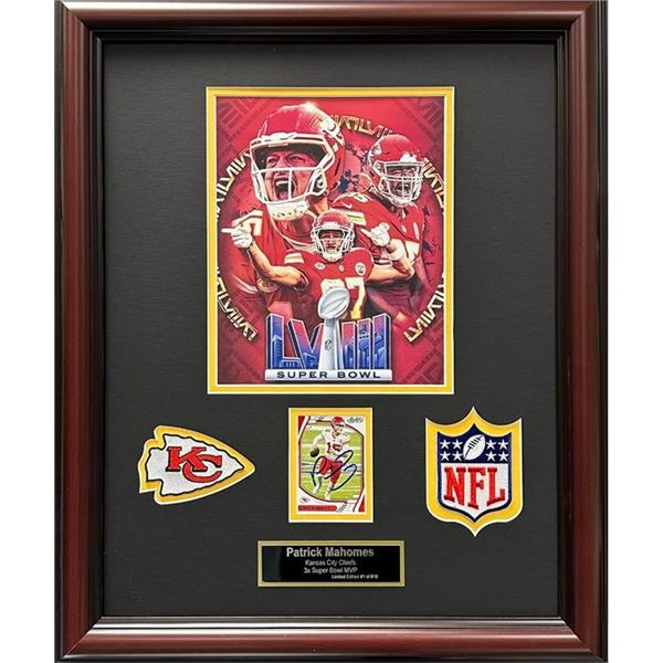 Super Bowl LVIII Patrick Mahomes Limited Edition Autographed Football Card Display
