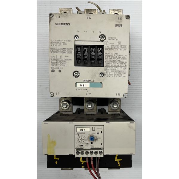 Siemens #3RT1064-6...6 Circuit Breaker w/#3RB2066-2GC2 Overload Relay