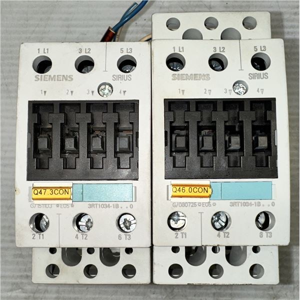 Lot of (2) Siemens #3RT1034-1B..0 Contactors