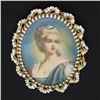 Image 4 : Vintage 14k Gold Speidel Bros. Oval Painted Portrait Pearl Framed Brooch Pendant