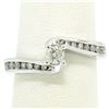 Image 2 : 14k White Gold 0.55 ctw Round Diamond Channel & Solitaire Twist Swirl Bypass Rin