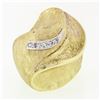 Image 4 : Vintage 14k Yellow Gold Heavy Bombe Florentine Diamond Cocktail Statement Ring