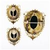 Image 3 : Antique Victorian 14k Gold Oval Black & White Carved Cameo Brooch & Earrings Set