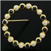 Image 2 : 18k Yellow Gold.70 ctw Bezel Round Sapphire & Diamond Circle of Life Pin Brooch