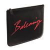 Image 2 : Balenciaga Black Leather Everyday Script Logo Medium Pouch