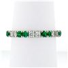 Image 1 : 14K White Gold 1.40 ctw Round Shared Prong Diamond & Emerald Eternity Band Ring