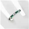 Image 3 : 14K White Gold 1.40 ctw Round Shared Prong Diamond & Emerald Eternity Band Ring