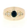 Image 4 : 18k Yellow Gold 0.87 ctw Oval Sapphire & Round Diamond Polished Wide Band Ring