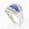 Image 7 : 14k White Gold .85 ctw Round Brilliant Tanzanite & Diamond Wide Cluster Band Rin