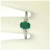 Image 4 : Vintage 14k White Gold 1.38 ctw Prong Set Oval Cut Emerald Filigree Solitaire Ri