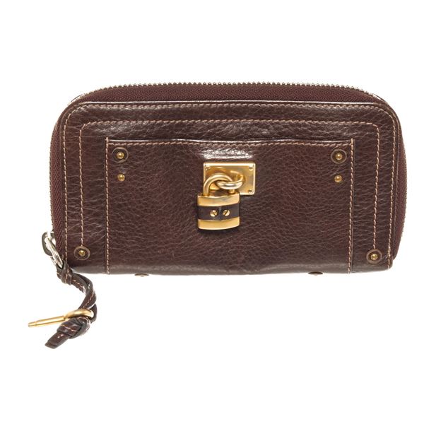 Chloe Brown Leather Paddington Zippy Wallet