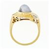 Image 7 : Vintage 14K Gold 6.85 ctw Oval Cabochon Gray Star Sapphire & Diamond Cocktail Ri