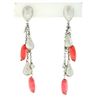 18k White Gold Rose Quartz Bead & Diamond Teardrop Tassel Dangle Earrings