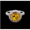 Image 2 : 14KT White Gold 2.70 ctw Citrine and Diamond Ring