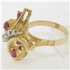 Image 3 : Vintage Detailed 14k Yellow Gold 1.35 ctw Pear Ruby Round Diamond Open Butterfly