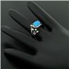 Image 2 : 14k White Gold 1.23 ctw Cabochon Turquoise and Diamond Cocktail Ring