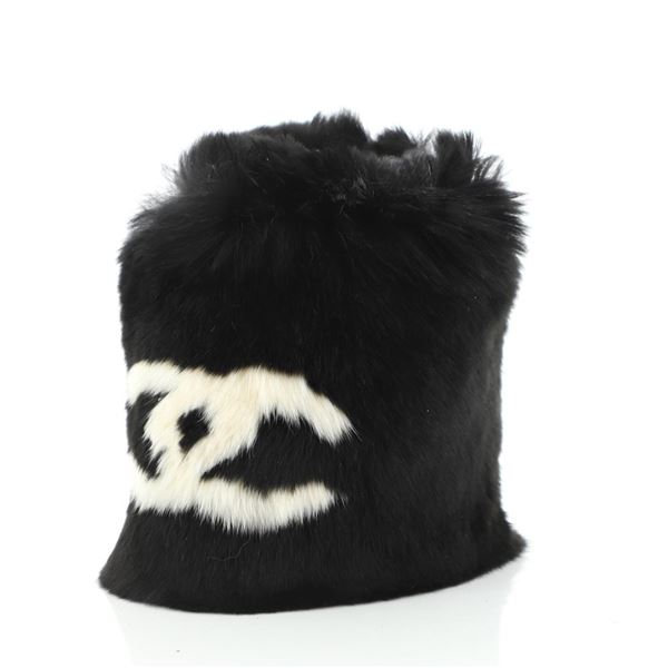 Chanel CC Wristband Lapin Fur Black