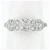 Image 1 : Antique Art Deco Platinum 0.64 ctw Transitional Cut Diamond Two Row Wave Band Ri