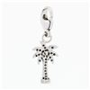 Image 3 : 14k White Gold 0.36 ctw Pave Diamond Palm Tree Dangle Lobster Clasp Charm Pendan