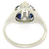 Image 5 : Antique Art Deco 20k White Gold Diamond and Sapphire Engagement Ring