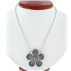 Image 1 : 14K White Gold Black Mother of Pearl & Diamond Clover Flower Pendant Necklace