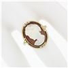 Image 3 : Vintage 14k Gold Milgrain Bezel Set Oval Carved Shell Cameo W/ Open Frame Ring