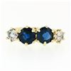 Image 4 : Vintage 14k Yellow Gold 2.16 ctw 6 Prong Round Blue Sapphire & Diamond Band Ring