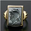 Image 2 : Antique Mens 10K Yellow Gold Rectangular Carved Hematite Intaglio Solitaire Ring