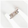 Image 3 : New 14k Rose Gold Emerald Cut & Round Diamond Moi et Toi Bypass Stack Band Ring