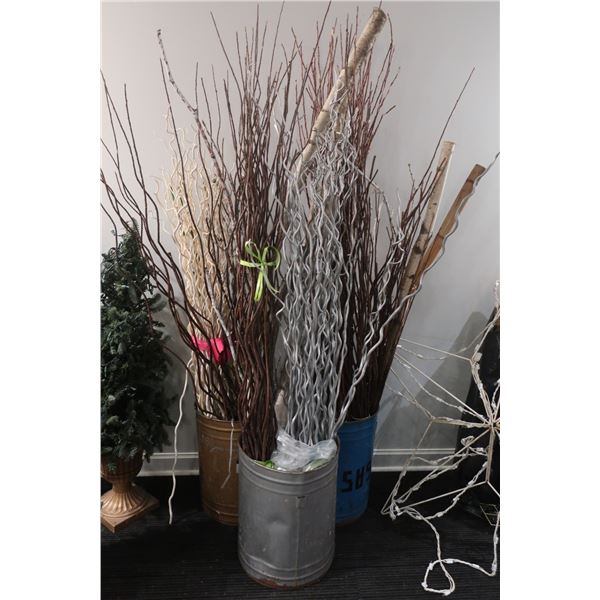 LOT DE 3 SEAUX DE BRANCHES -DÉCO