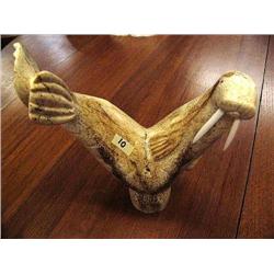 Walrus Jawbone Walrus 8 1/2"  Fabulously carved with walrus tusks and baleen eyes (1)