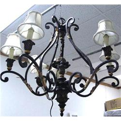 32" x 34" wide Metal Chandelier with ornate gold trim (74)