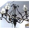 Image 1 : 32" x 34" wide Metal Chandelier with ornate gold trim (74)